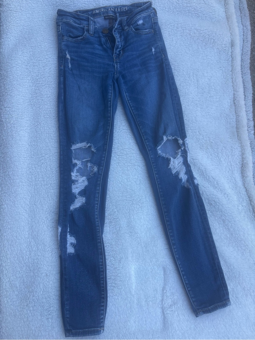 American Eagle Outfitters Women's Ripped Skinny Jeans - Blue